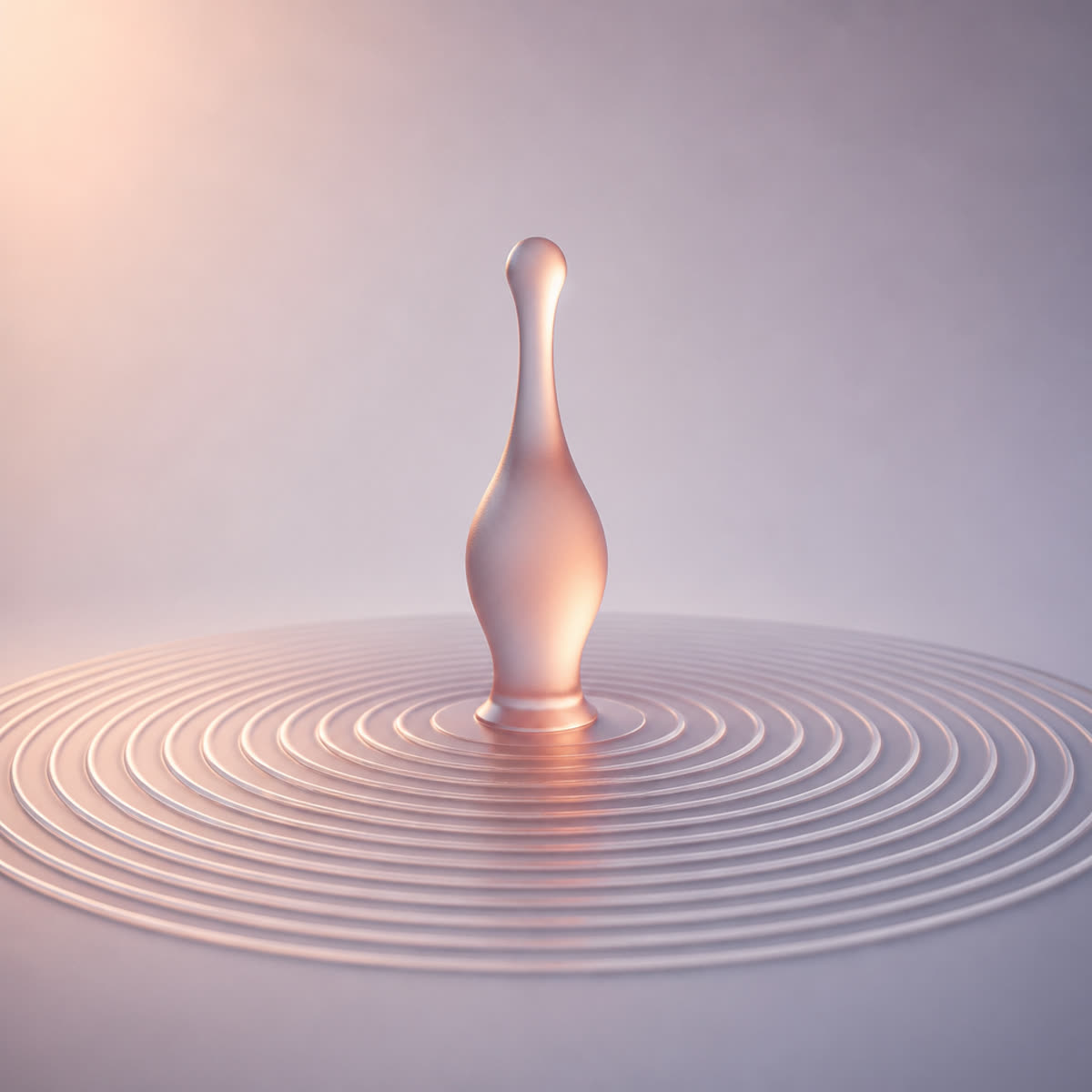 A single glass form radiating precisely tuned concentric rings